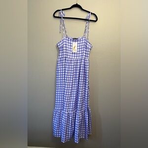 Pretty Garden Maxi Lavender Gingham Tie Tank Ruffled Dress NWT Size S